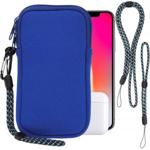 Housse Universelle Smartphone, Pochette De Protection En Durable Néoprène Pour Téléphone Portable Sacoche De Protection Avec Mousqueton Et Dragonne Compatible Avec Iphone 13 14 15 16, Bleu Clair - Neuf