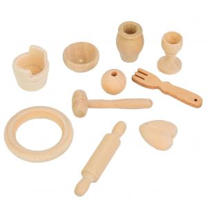 10pcs Ensemble De Jouets De Cuisine En Bois Faire Semblant Jouer Cuisine Cuisine Starter Jouets &Eacute;ducatifs10pcs - Neuf