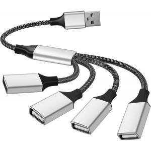 JGD-R&eacute;partiteur USB, 1 &agrave; 4 c&acirc;bles, multiprise, port USB, adaptateur souple m&acirc;le vers 4 x 2.0 femelle USB hub convertisseur de c&acirc;ble pour PC, ordinateur portable, voiture, TV, lumi&egrave;re LED, imprimante - Neuf