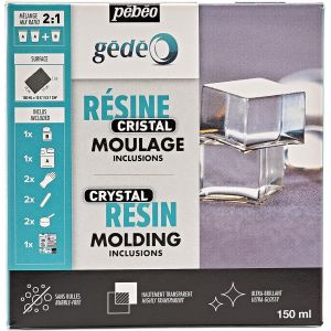 Mevronisshop-P&eacute;b&eacute;o - G&eacute;d&eacute;o Kit R&eacute;sine Cristal 150 Ml - R&eacute;sine &Eacute;poxy Transparente Effet P&acirc;te De Verre - P&eacute;b&eacute;o Cristal - Pour Inclusion, Coulage, Moulage, Vernis - Compatible Bois & Autres Mat&eacute;riaux 15 - Neuf