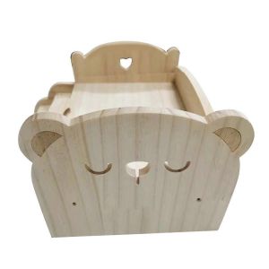 Lit de jeu en bois pour poupées Mini lit de jeu DIY pour poupées (petit lion) - Neuf