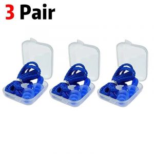 Euty-Bouchons D'oreilles En Silicone,Réduction Du Bruit,Protection Auditive Souple,Bouchons D'oreille Filaires En Caoutchouc Réutilisables Pour Dormir,Natation,Ronflement,Sport-3 Pair Blue - Neuf