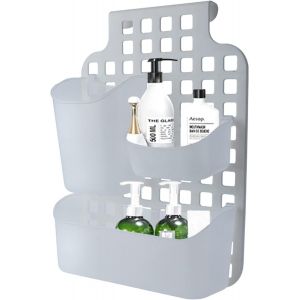 Organiseur de porte d'armoire en plastique, étagère de salle de bain en plastique sans perçage, étagères de rangement anti-rouille, accessoire de douche pour étagère d'organisation de salle de bain, - Neuf