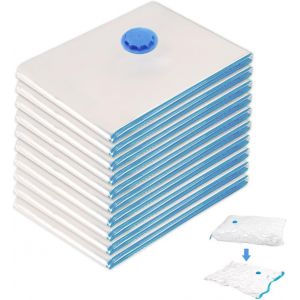 JEXNOVASHOP-Lot de 10 Sac de Rangement Sous Vide 30X40 cm,Sachet Sous Vide Vetement Voyage,Housse Sous Vide R&eacute;utilisables,Sac Aspirant Transparent,Housse Aspirable Rangement,Sac Compression pour Coue - Neuf