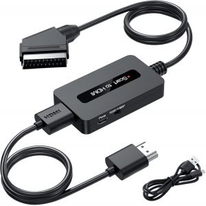 CFRY-Convertisseur p&eacute;ritel vers HDMI avec c&acirc;ble p&eacute;ritel et HDMI, entr&eacute;e p&eacute;ritel, sortie HDMI, adaptateur audio vid&eacute;o pour Sky/DVD/STB pour affichage sur TV HD - Neuf