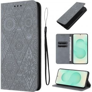 KAL-&Eacute;tui Pour Samsung Galaxy S25 Plus/S24 Plus 5G Pouces Cuir Artificiel Coque S25 Plus/S24 Plus Avec Fente Pour Carte Housse S25 Plus/S24 Plus B&eacute;quille Housse, Gris - Neuf