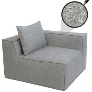 &Eacute;l&eacute;ment d'angle/accessoire pour canap&eacute; HWC-O54, fauteuil lounge Fauteuil rembourr&eacute; Accoudoir, tissu/textile (300 g/m&sup2;) 63 x 97 x 97 cmgris clair - Neuf