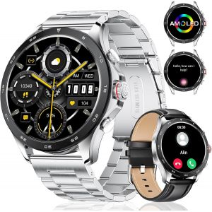 Checarzhn--No1-Montre Connectée Homme Avec 1.43"" Amoled,Montre Connecté Avec Moniteur Fréquence Cardiaque Podomètre Fitness Tracker,Ip68 Étanche Smartwatch Pour Ios Android - Neuf