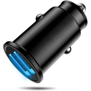 Tianyi-Chargeur Voiture 2.0 Mini Chargeur 2 Ports Usb - Compact Taille 5v/2.4a/24w ¿ Compatible Avec Iphone 16/15/14/13, Ipad, Samsung S25/S24/S23/S22/Note/Plus, Xiaomi, Huawei, Oppo Etc. - Noir - Neuf