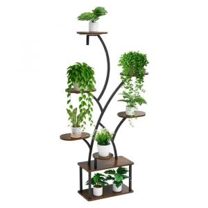 Support Plantes Int&eacute;rieur-Duoku-Avec Lampe De Croissance-&Eacute;tag&egrave;re Porte Plantes 8 Niveaux En M&eacute;tal-157,5 Cm-Minuterie &Agrave; 3 R&eacute;glages - Neuf