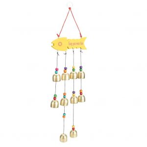 HJLIAN Carillon eolien unique en forme de poisson, decoration suspendue pour cour, maison, cadeau d'anniversaire, jaune - Neuf