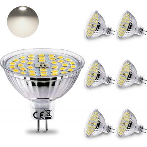 Lampe Led Gu5,3 Ampoule 4w Mr16 Spot Led 400 Lm Remplace 35w Blanc Neutre 4500k Spot 12v Ac/Dc Non-Variable Lot De 6 - Neuf