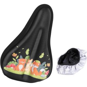 Selle De Vélo Souple Pour Enfant Avec Coussin De Siège En Gel,Stable Et Respirante,Motif Animal,Taille 22 X 15 Cm,Pour La Plupart Des Vélos D'enfants,Housse Imperméable - Neuf