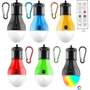 Wqd-Lampe De Camping, 5 Led Lanterne De Camping + 1 Rgb Lampes De Camping, Portable À Piles Lampes De Camping, Lampes De Tente Suspendues Pour Noël, Camping, Jardin, Patio, Lumière D'urgence - Neuf