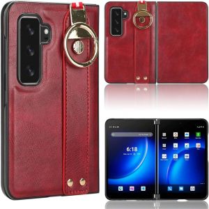 Coque Pour Microsoft Surface Duo 2 Avec Support, Courroie De Poignet + Protection De L'Objectif &Eacute;tui, Housse Pour Portable &Agrave; Anneau M&eacute;tallique Microsoft Surface Duo 2-Rouge - Neuf