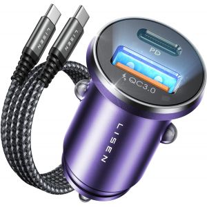 Allume Cigare Usb C, Chargeur Rapide 54W+60W C-C C&acirc;ble, Charger Voiture Usb C, Prise Allume Cigare 12V, Adaptateur Voiture Id&eacute;al Avec Iphone 16 15 Pro Max Galaxy S24 S25 Pixel Android - Neuf