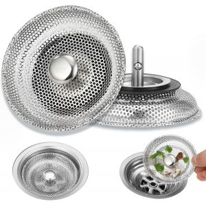 Jgd-2 Pi&egrave;ces Filtre Evier Cuisine, Bouchon Evier Cuisine, Cr&eacute;pine De Vidange, Bouchon De Panier En Acier Inoxydable,Convient Pour La Cuisine, La Salle De Bain Contre Les Blocages, Les Odeurs(Diam&egrave;tre - Neuf
