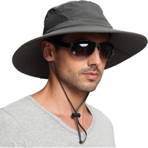 Chapeau Homme Femme Soleil Ete Anti Uv Outdoor Randonnée Bucket Hat Pliable Étanche Pour Safari,Voy - Neuf