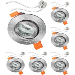 ledscom.de 10 cadres d'encastrement au plafond FERE, rond, blanc brillant (LED/Halogène/MR16/50mm) incl. douille GU5.3 - Neuf