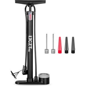 Meimie-Pompe À Vélo,Pompe À Pneu De Vélo Portable Pompe À Pied De Vélo Avecmanomètre Pompe À Vélo Activée Par Le Pied Àmain Avec Aiguille De Gonflage Et Gonfleur Extérieur,Maison - Neuf