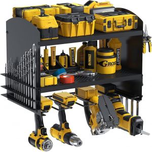 Organiseur de rangement pour outils - Support mural pour perceuse-visseuse ¿¿ percussion - Heavy yduty - Fixation murale - Porte-outils - ¿¿tag¿¿re ¿¿ outils (noir 1) - Neuf