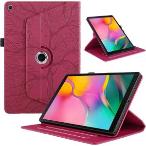 Kal-Coque Pour Samsung Galaxy Tab A 10.1 Pouces 2019 (Sm-T510/T515), Etui Premium Cuir Pu Rotatif &Agrave; 360 Antichoc Degr&eacute;s Flip Case Cover Fonction Support Housse - Rouge - Neuf
