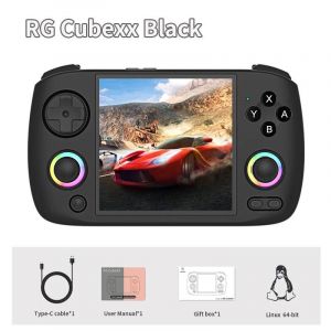 Ore-Anbernic Rg Cubexx Rétro Console De Jeu Portable 3.95 "Ips 720*720 Écran Linux 64bit Prise En Charge Wifi Bluetooth Streaming Jeux Vidéo--Black 64g 5k Games - Neuf