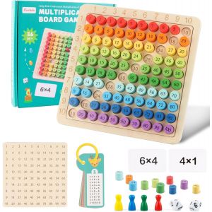 Bin Tables de Multiplication,Table Multiplication Montessori,Jeux de Plateau Table de Multiplication en Bois Montessori,Montessori Multiplication pour 3 Ans Apprendre à Chiffres Facilejeux - Neuf