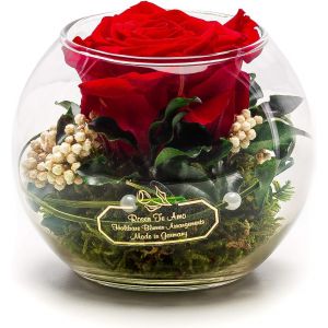 Rose-Te-Amo | Rose &eacute;ternelle parfum&eacute;e en Verre | Fait Main 100% Naturel | Fleur &eacute;ternelle - Id&eacute;e Cadeau pour la f&ecirc;te des m&egrave;res, la Saint-Valentin, No&euml;l, l'anniversaire d'une Femme, d&eacute;coration - Neuf