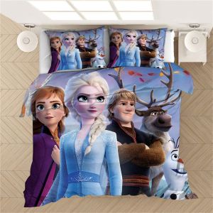 Parure De Lit Pour Enfant - Motif : La Reine Des Neiges Elsa Et Anna - En Microfibre - Avec Taies D'oreiller (, X Cm) - Neuf