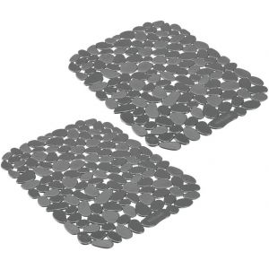 Tapis D'&eacute;vier D&eacute;coup&eacute; (Lot De 2) - Essuie-Vaisselle En Pvc - Tapis De Protection Pour La Vaisselle Et L'&eacute;vier - Gris Fonc&eacute; - Neuf