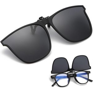 1 Pcs Clip Lunettes De Soleil Polarisées - Surlunettes De Soleil - Clip Solaire Pour Lunettes De Vue Pour Hommes Femmes Lunettes Conduite De Nuit Et Les Activités De Plein Air(Noir) - Neuf