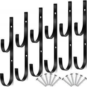 Pack De 6 Métaux Piscine Pôle Crochets Avec 12 Vis Pour Piscine Accessoires (Noir) - Neuf