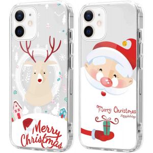 SJZG-2 Pi&egrave;ces No&euml;l Coque Magn&eacute;tique Pour Iphone 12 Mini 5,4'', Etui En Motif Dessin Cadeau De No&euml;l Compatible Avec Magsafe, Housse Christmas Silicone Bumper Cover Pour Iphone 12 Mini, P&egrave;re No&euml;l 02 - Neuf