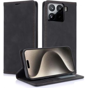 KALANKA-Coque pour Xiaomi 15T Pro - Housse en Cuir Synth&eacute;tique Premium, &Eacute;tui Antichoc avec Portefeuille &agrave; Rabat Magn&eacute;tique et Support Pliable, Carte Slots -Noir - Neuf