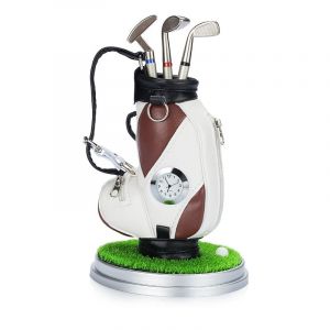 Porte-Stylo Fantaisie Pour Sac De Golf Avec Stylos Club De Golf Et Horloge Marron - Neuf