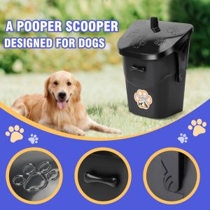 Kit Ramasse-Crottes Pour Chien Avec Poubelle Rotative,Râteau Et 20 Sacs ¿ Long Manche,Accessoire De Nettoyage Pour Jardin Et Extérieur - Neuf