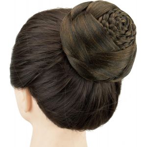 Kalanka-Danseur Tress&eacute; Chignon Couverture De Cheveux Donut Postiches Chouchou Chignon Perruque Chignon Sur La F&ecirc;te De Mariage (M4 Mix Brown) - Neuf
