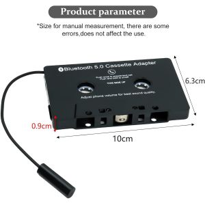 Adaptateur Cassette Bluetooth 5.0 pour Autoradio - R&eacute;cepteur de Voiture, Audio vers AUX Smartphone, Lecteur CD - Neuf