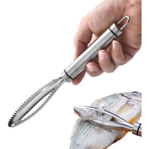 Mevronisshop-Cailleur De Poisson En Acier Inoxydable 304, Outil De Cuisine, &Eacute;cailles De Poisson Pour Nettoyage Rapide, Pour Cuisine, Restaurant, Argent 23,5 X 3,2 X 1,5 Cm - Neuf