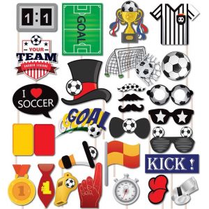 Checarzhn--No1-Accessoires Photobooth Football Photo Booth Props Football Photo Booth Déco Accessoires De Photobooth Kit Football À Thème Décoration De Fête (30 Pièces) - Neuf