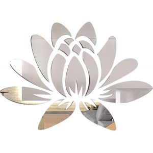 3D Acrylique Miroir Fleur de Lotus Sticker Mural Eco-Friendly Amovible Auto-Adhésif, des Autocollants muraux pour la Maison Chambre à coucher Salle de Séjour salle de Bains Décoration - Neuf