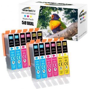 12X 581Xl Ink Cartridges Compatible With Canon Cli-581 Cyan 581 Magenta 581 Yellow For Pixma Tr8550 Tr8500 Ts6350A Ts705A Ts6350 Ts8350 Ts8250 Ts6150 Ts9550 - Neuf