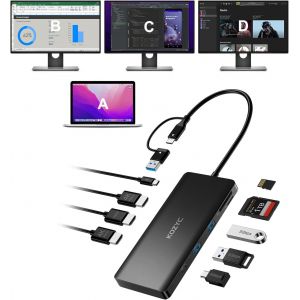 Usb C Docking Station 3 Monitors Compatible Avec Mac M1/M2/M3/Windows, Triple Display Station Accueil Avec 3Xhdmi, 3Xusb 3.0, Sd/Tf, And 100W Pd Soutien Hdmi Splitter Extend Display 3 Monitors - Neuf