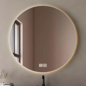 SUBZONAL-Miroir Rond de Salle de Bain &iquest; 60 cm &iquest; LED Dimmable avec 3 Modes d&iquest;&Eacute;clairage &iquest; Fonction Antibu&eacute;e &iquest; Chauffant &iquest; Miroir Lumineux - Neuf