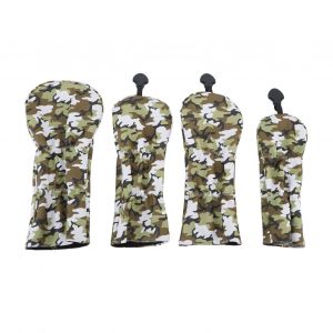 Lot De 4 Housses De Protection Pour Tete De Club De Golf, En Pu Epais Et Pelucheux, Resistantes A L'usure, Avec Panneau Numerote, Camouflage Vert - Neuf