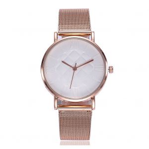Montre-Bracelet A Quartz Vansvar Pour Femme, Bracelet En Maille, Cadran Rond (Blanc) - Neuf