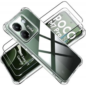 Kal-Coque Pour Poco M7 Pro 5g Cover + Verre Trempé Protection Écran Film Transparent Soft Tpu Housse Etui Antichoc Housse Avec Protège-Écran Case - Neuf