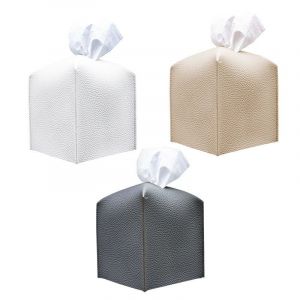 Lot de 3 boîtes à mouchoirs carrées décoratives en cuir PU, distributeur de papier hygiénique moderne pour salle de bain, coiffeuse, table de chevet, bureau 12,7 x 12,7 x 12,7 cm - Neuf