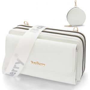 Senior-Sac Bandouli&egrave;re Femme Pochette Telephone Portable En Cuir Pu Sac T&eacute;l&eacute;phone Portable Femme Mini Pochette Porte Carte &Eacute;paule Portefeuille Avec Porte Monnaie Et Bandouli&egrave;re Amovible (Blanc)[L673] - Neuf
